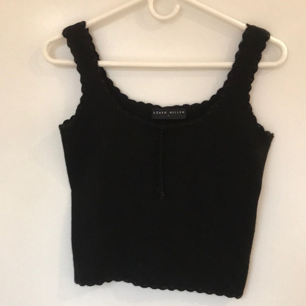 Karen Miller cashmere beaded sweater crop tank